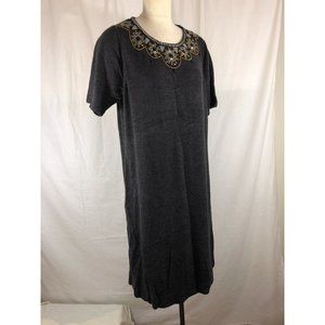 Avenue Modern Metallics Embellished Grey Dress